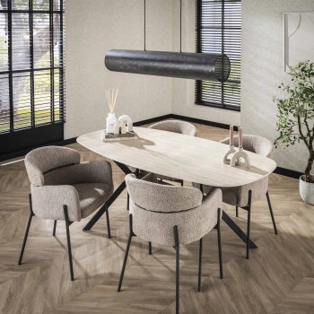 Jedálenský stôl 45-65 180x90cm Ceramik Travertín