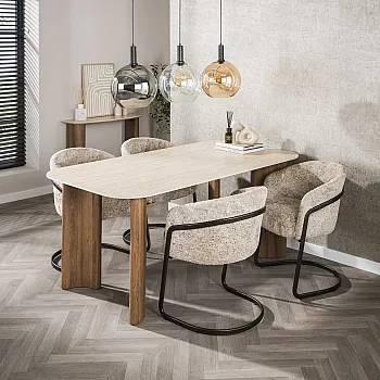 Jedálenský stôl 45-69 Romano 180x90cm Ceramic Travertine