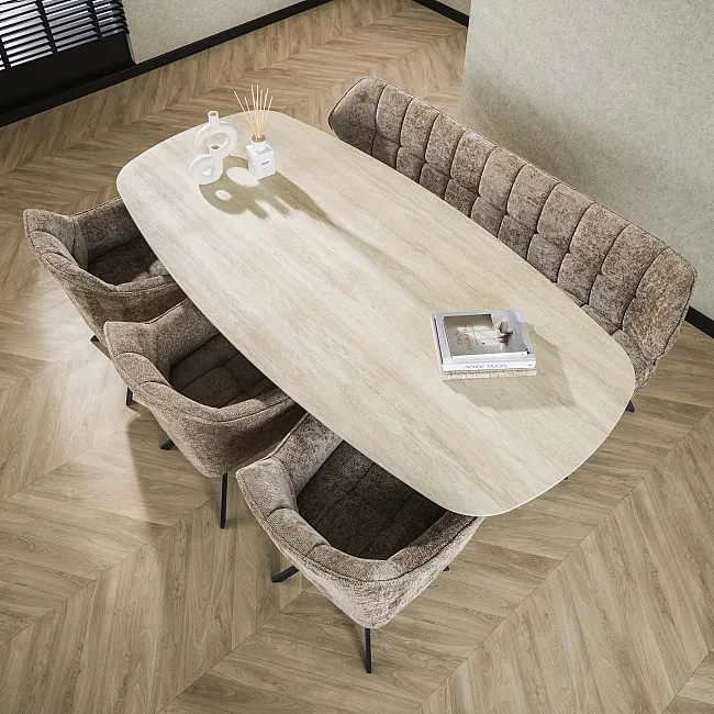 Jedálenský stôl Romano 180x90cm 3D Ceramic Travertine