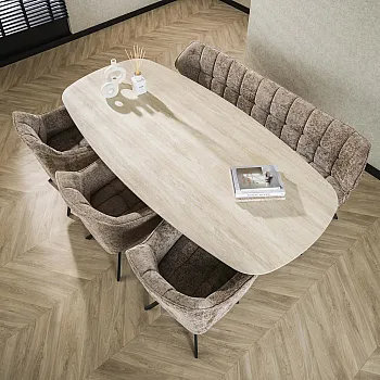 Jedálenský stôl 45-72 Romano 215x105cm 3D Ceramic Travertine