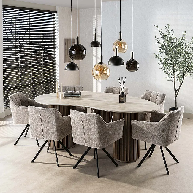 Jedálenský stôl 45-74 Romano 215x122cm Ceramic Travertine