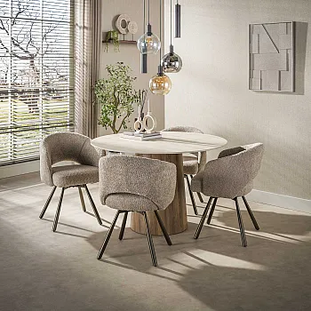 Jedálenský stôl 45-76 Romano Ø120cm Ceramic Travertine