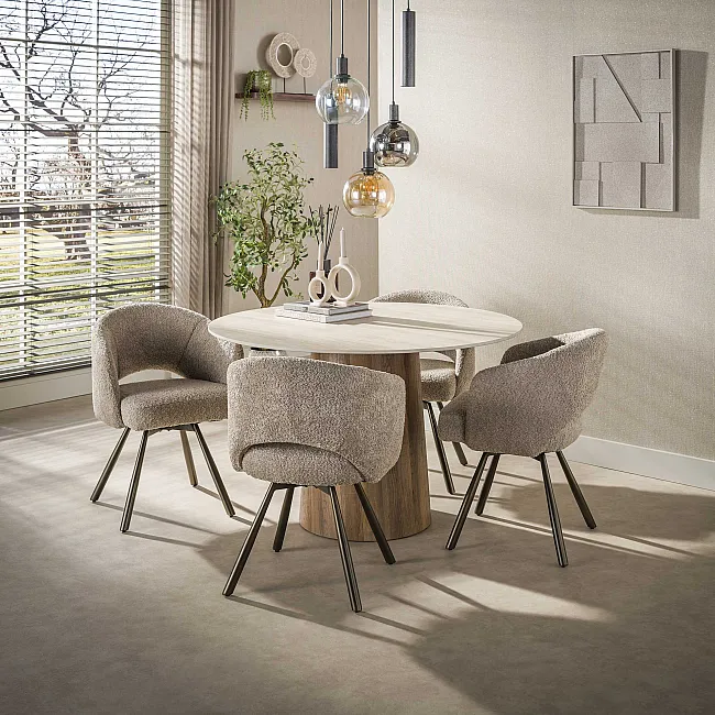 Jedálenský stôl 45-76 Romano Ø120cm Ceramic Travertine