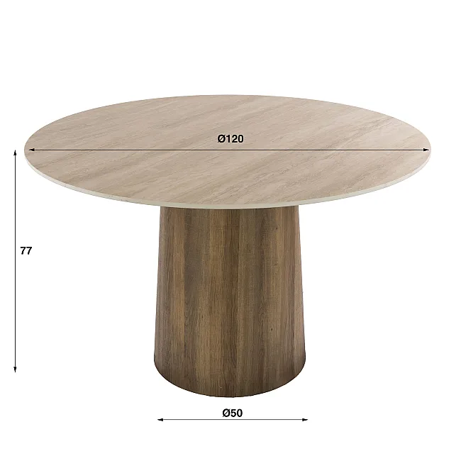 Jedálenský stôl 45-76 Romano Ø120cm Ceramic Travertine