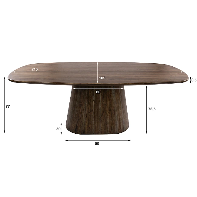 Jedálenský stôl 55-94 Central 215x105cm Masív Drevo Acacia