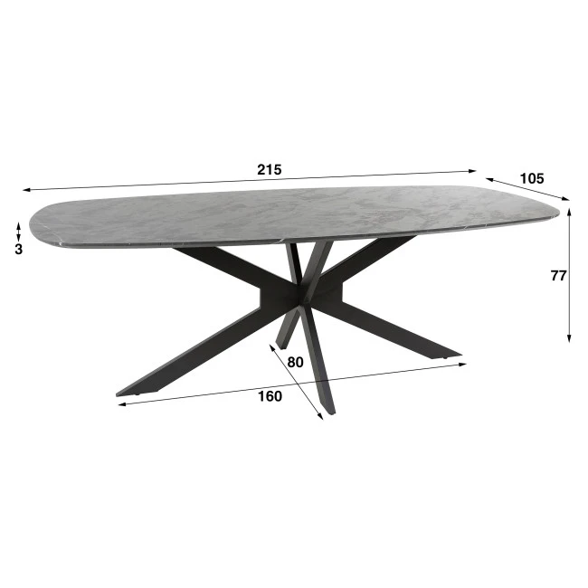 Jedálenský stôl 56-49 Danish Ovál 215x105cm
