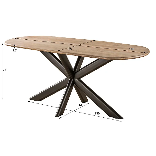 Jedálenský stôl Cliff 180x95cm Drevo Mango