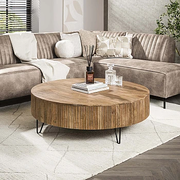 Konferenčný stôl 23-33 Wave Ø120cm Drevo Mango