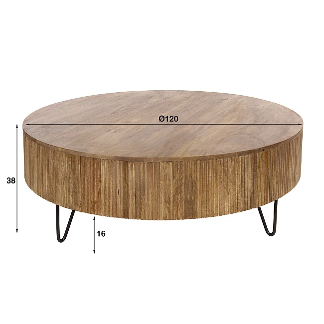 Konferenčný stôl 23-33 Wave Ø120cm Drevo Mango