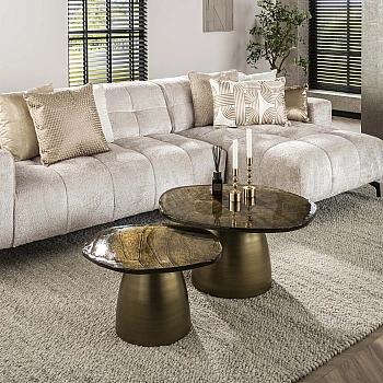 Konferenčný stôl 30-67 Eclipse 2-set Sklo Antique Gold