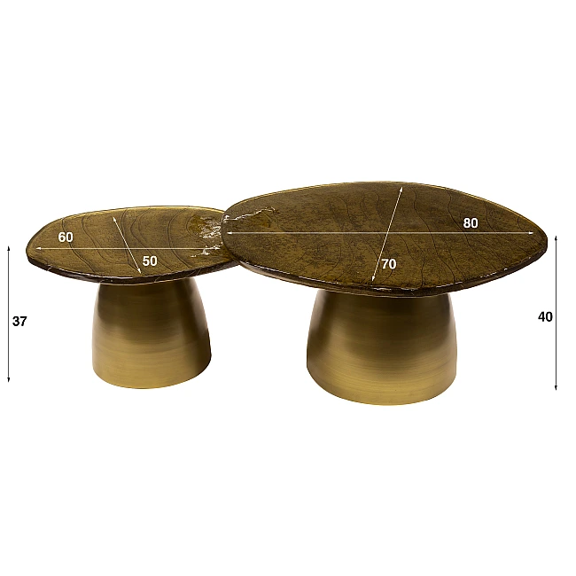 Konferenčný stôl 32-40 Ray 2-set Drevo Antique Gold