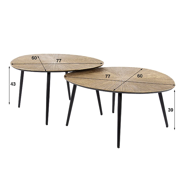 Konferenčný stôl 32-40 Ray 2-set Drevo Antique Gold