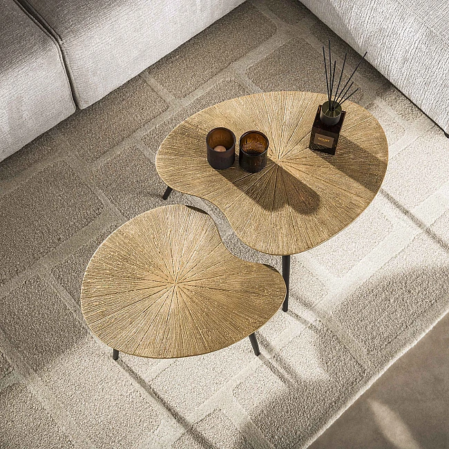 Konferenčný stôl 32-40 Ray 2-set Drevo Antique Gold