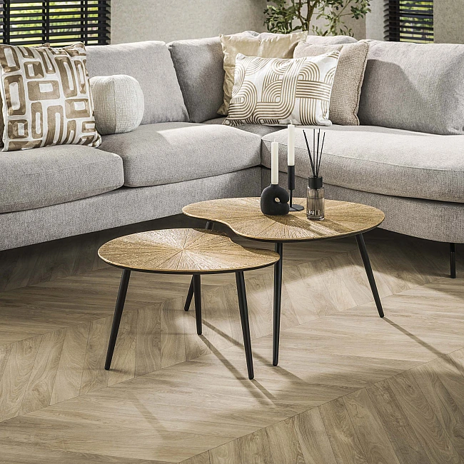 Konferenčný stôl 32-40 Ray 2-set Drevo Antique Gold