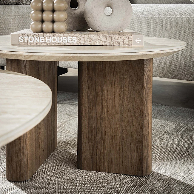 Konferenčný stôl 45-62 Romano 2-set Ceramic Travertine