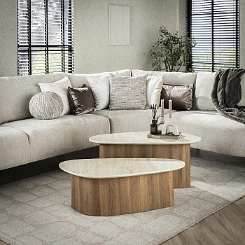 Konferenčný stôl 45-63 Romano 2-set Ceramic Travertine