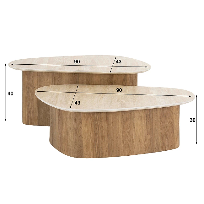 Konferenčný stôl 45-63 Romano 2-set Ceramic Travertine