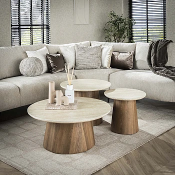 Konferenčný stôl 45-64 Romano 3-set 3D Ceramic Travertine
