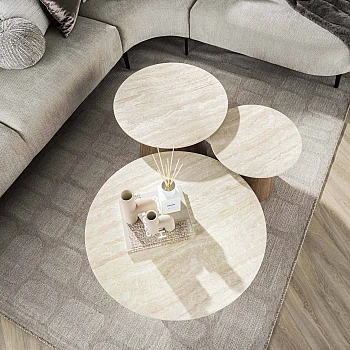 Konferenčný stôl 45-64 Romano 3-set 3D Ceramic Travertine