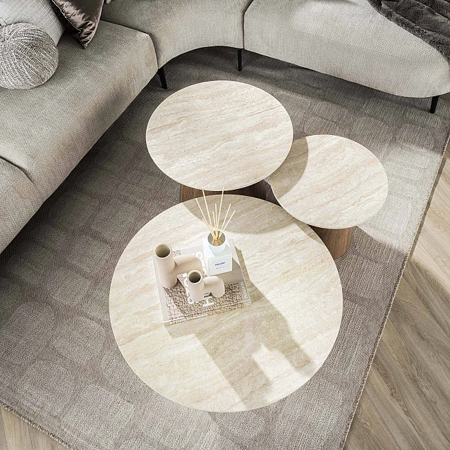 Konferenčný stôl 45-64 Romano 3-set 3D Ceramic Travertine