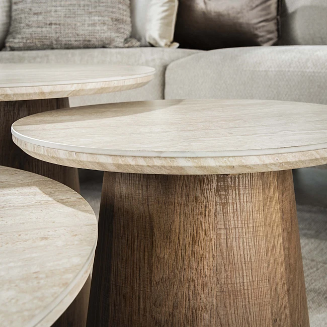 Konferenčný stôl 45-64 Romano 3-set 3D Ceramic Travertine
