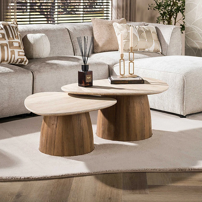 Konferenčný stôl 45-95 Romano 2-set 3D Ceramic Travertine