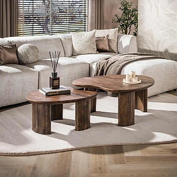 Konferenčný stôl 55-80 Mova 2-set Drevo Acacia
