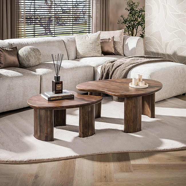 Konferenčný stôl 55-80 Mova 2-set Drevo Acacia