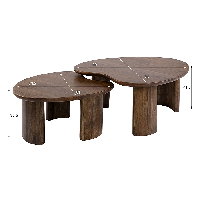 Konferenčný stôl 55-80 Mova 2-set Drevo Acacia