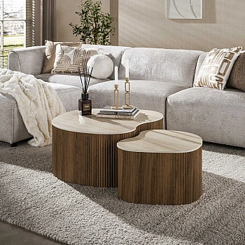 Konferenčný stôl 57-01T Ceramo 2-set 3D ceramik Travertine