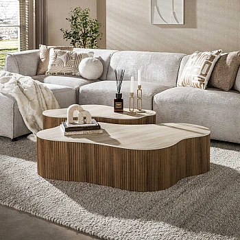 Konferenčný stôl 57-04T Ceramo 2-set 3D ceramik Travertine