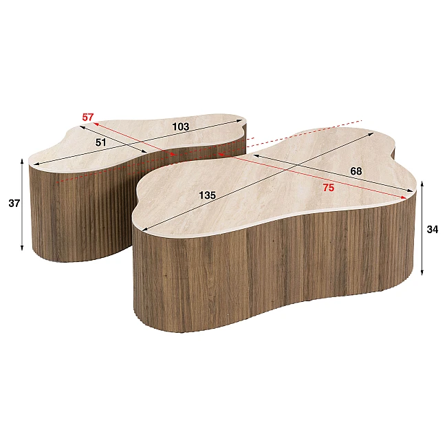 Konferenčný stôl 57-04T Ceramo 2-set 3D ceramik Travertine