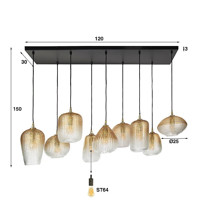 Luster 70-96 Stripe 5+4L Jantar Glass