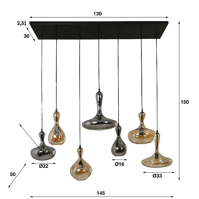 Luster 74-44 Karaf 4+3L Jantar-Chrome Glass