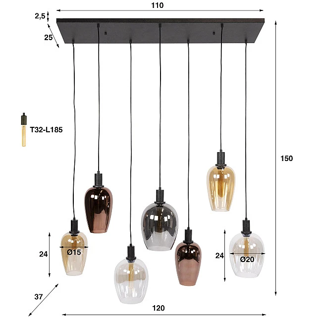 Luster 74-62 Amfora 6L Multicolour Glass