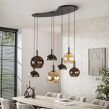 Luster 75-00 Cluster 4+3L Brown + Jantar Glass