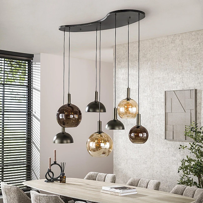 Luster 75-00 Cluster 4+3L Brown + Jantar Glass