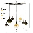 Luster 75-00 Cluster 4+3L Brown + Jantar Glass
