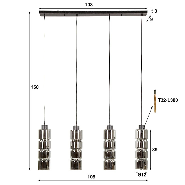 Luster 77-15 Cylinder 3L Chromed Glass