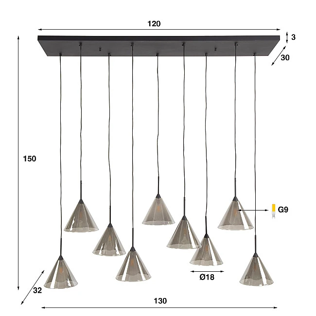 Luster 5+4L Conic Smoke Grey Glass