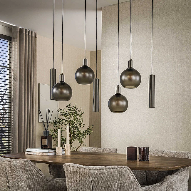 Luster 79-12S Sfere 4+3L Brown Frosted Glass