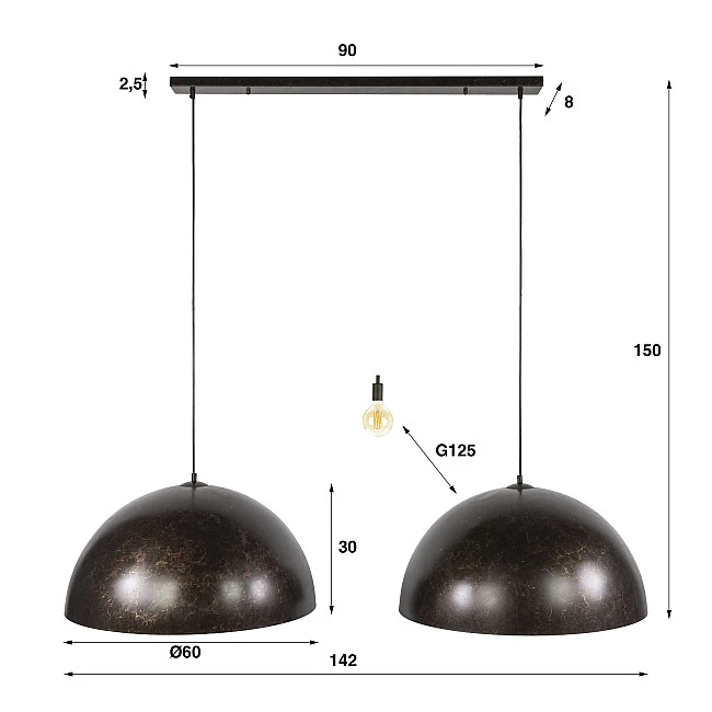 Luster 79-97U Dome 2L Urban Brown