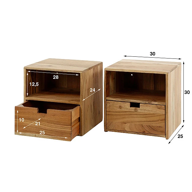 Nočný stolík 23-07 Flat Drevo Acacia 2-Set