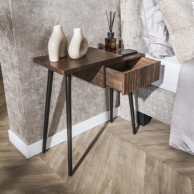 Nočný stolík 30-14 Carve Drevo Acacia - Ľavý