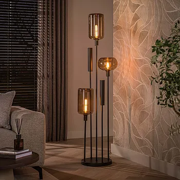 Stojaca lampa Serene 3L Brown Glass