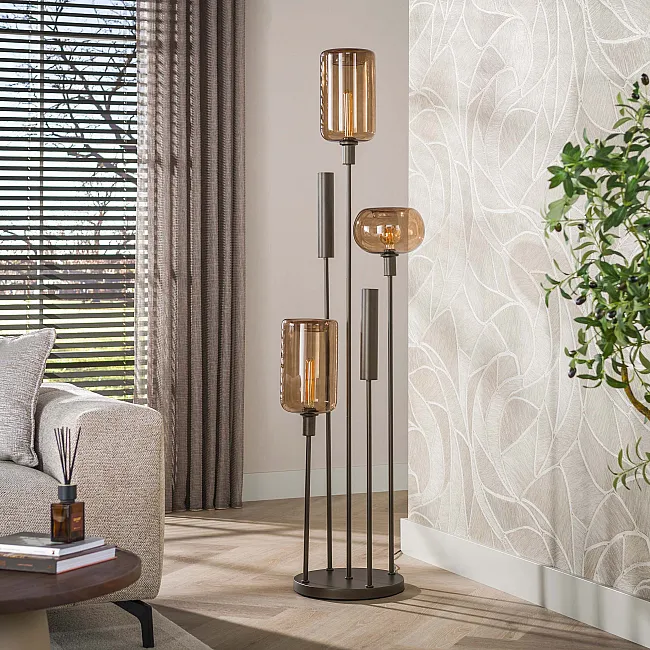 Stojaca lampa Serene 3L Brown Glass