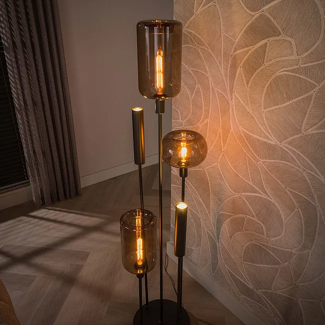 Stojaca lampa Serene 3L Brown Glass