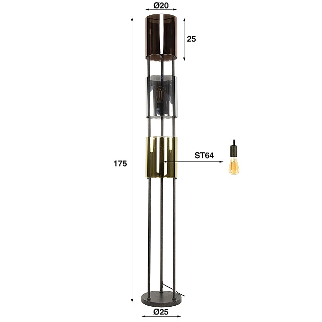 Stojaca lampa 73-45 Lucente 3L Multicolour Glass
