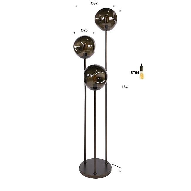 Stojaca lampa 74-50A Stellar 3L Brown Glass