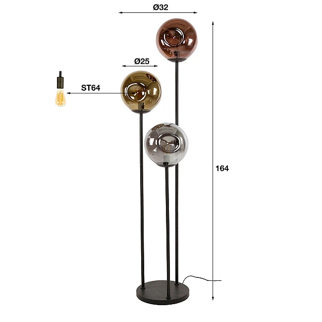 Stojaca lampa 74-50B Stellar 3L Multicolour Glass